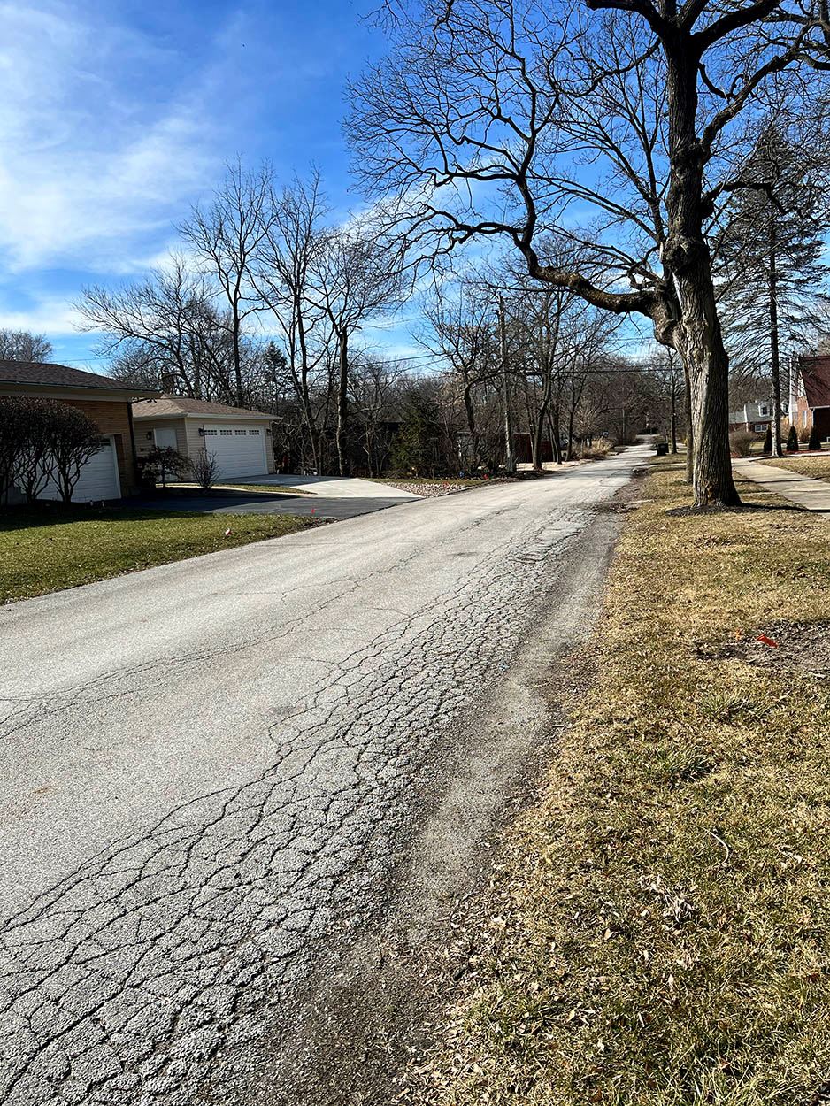 Brumley Drive before its reconstruction in 2024