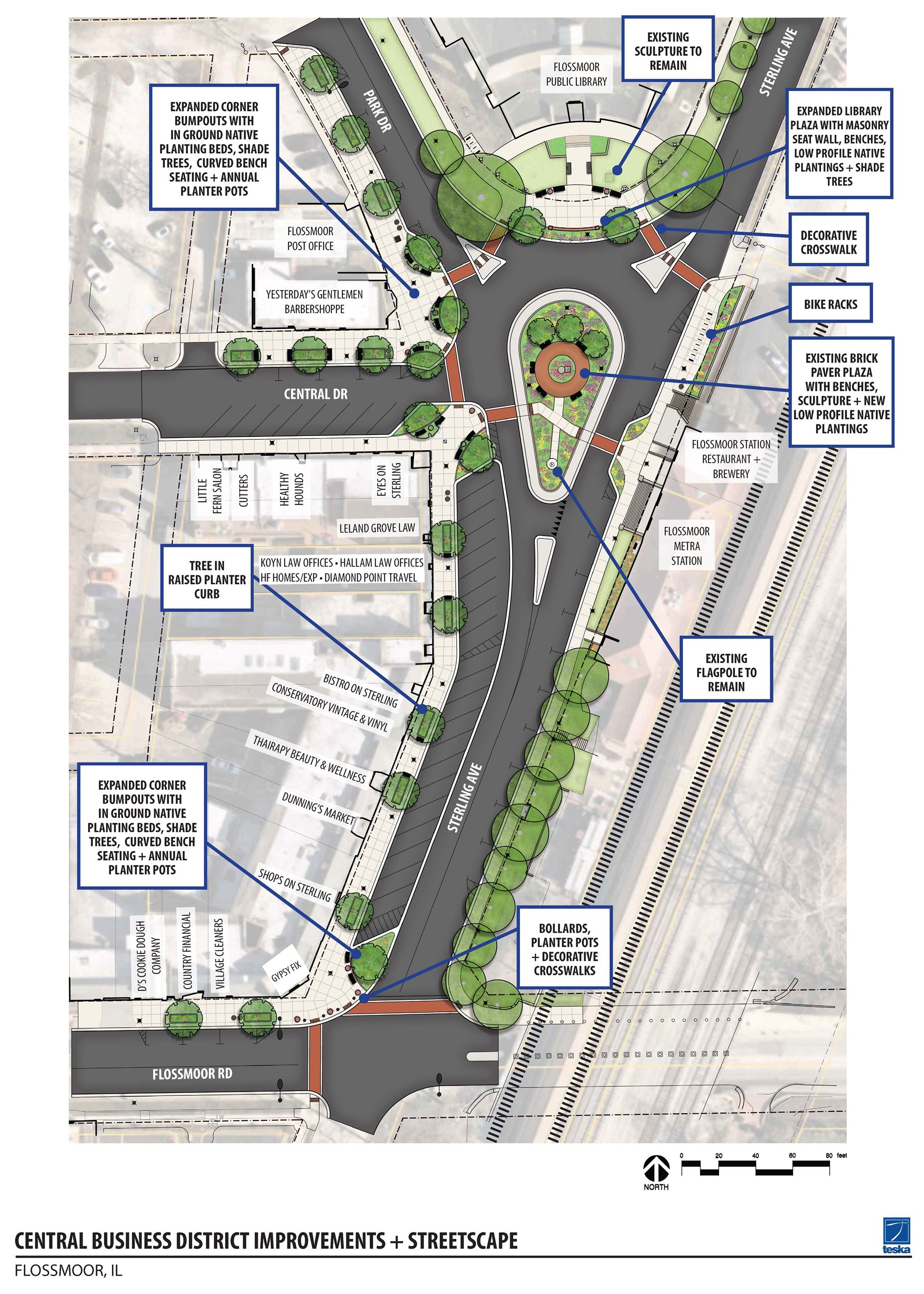 Rendering of the Downtown Streetscape Project 2025