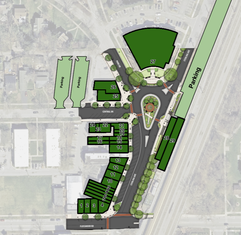Interactive map of Flossmoor's central business district